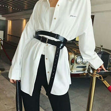 Load image into Gallery viewer, European and American fashion genuine leather belt personality waist wide black belt Tie-in shirt waist belt straps