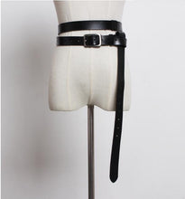 Load image into Gallery viewer, European and American fashion genuine leather belt personality waist wide black belt Tie-in shirt waist belt straps