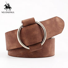Load image into Gallery viewer, NO.ONEPAUL female deduction side gold buckle jeans wild belts for women fashion students simple New Circle Pin Buckles Belt